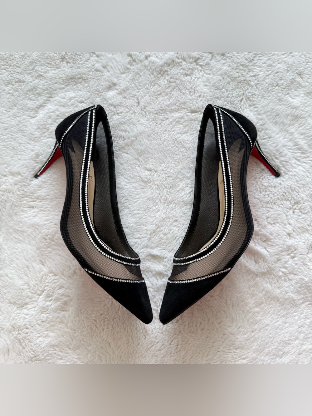 Christian Louboutin Galativi Mesh Strass Red Sole Pumps size 35.5 EU Retail 110
